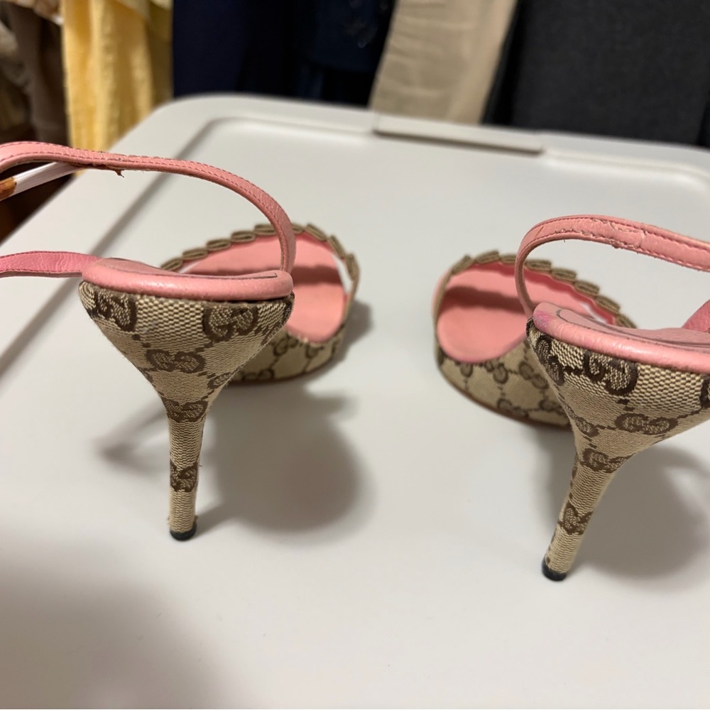 Gucci Women’s Pink Slingback Heeled Sandals - Picture 7 of 8